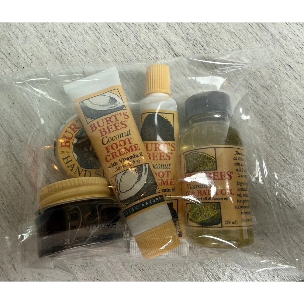Burts Bees 5 Pcs Set Citrus Scrub Hand Salve Body Oil Coconut Foot Cream